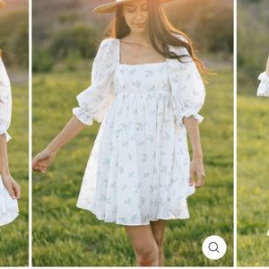 Morning Lavender Mimi Floral Puff Sleeve Mini Dress